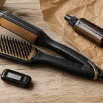 Brosse lissante pour cheveux crépus chauffante à 200 °C, anti-casse