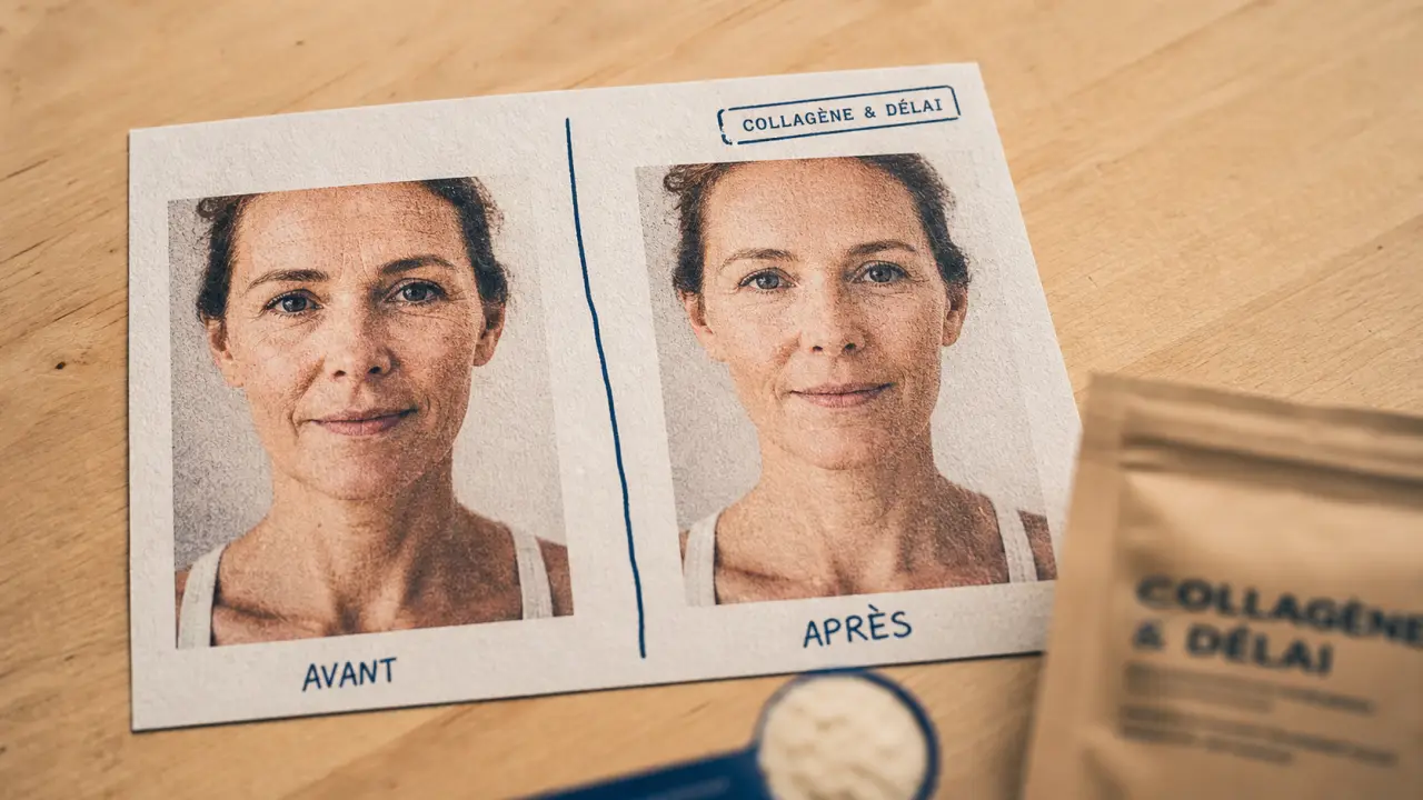 Collagène peau avant après, photos 15 jours et 8 à 12 semaines