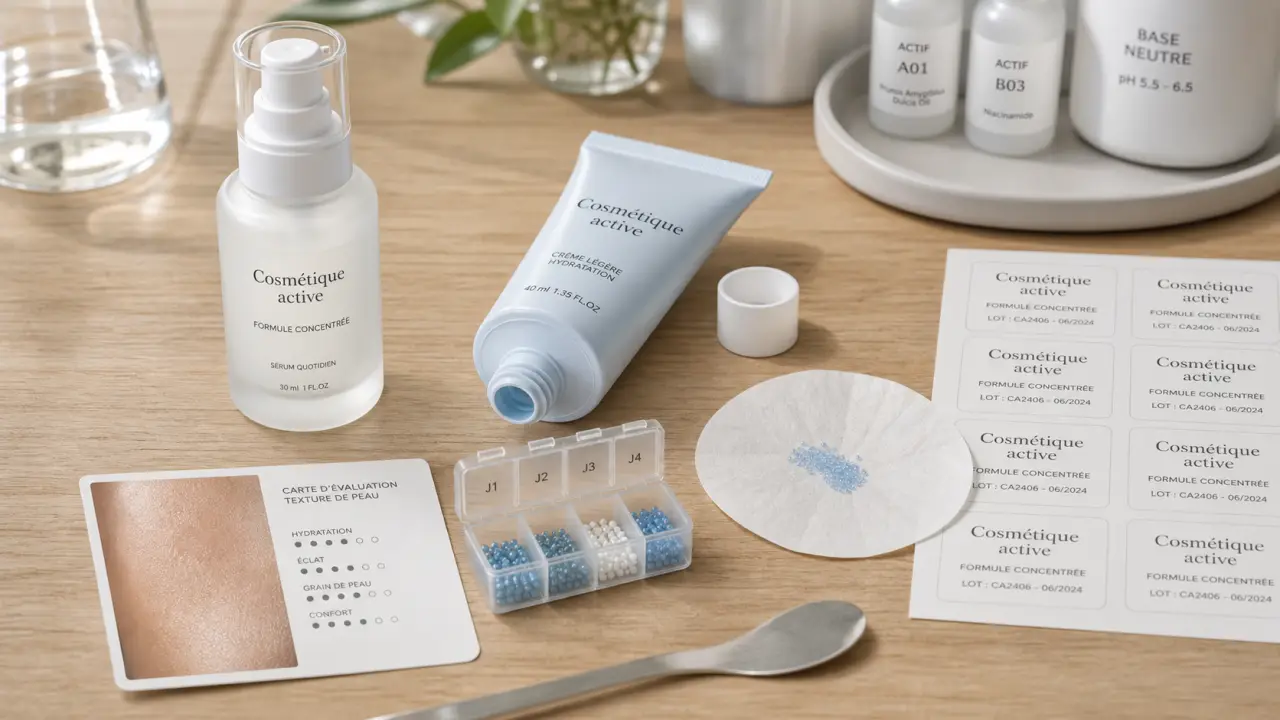 Cosmetique active : flacon-pompe et microcapsules pour formulation