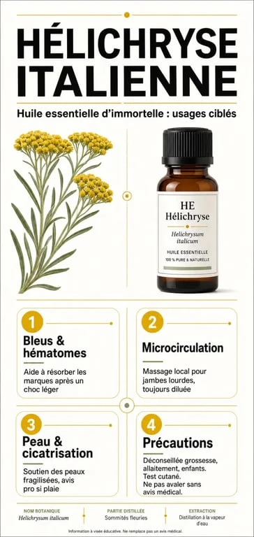 Infographie des bienfaits de l’hélichryse italienne