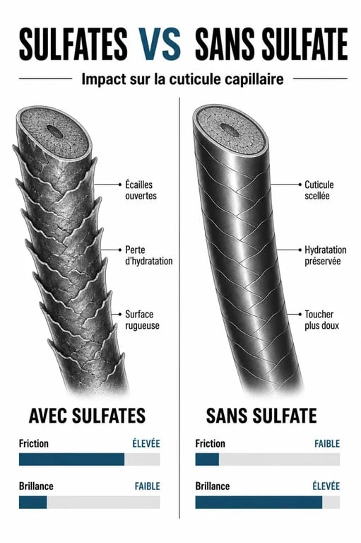 Comparaison des effets du shampoing cheveux colorés sans sulfate sur la fibre capillaire