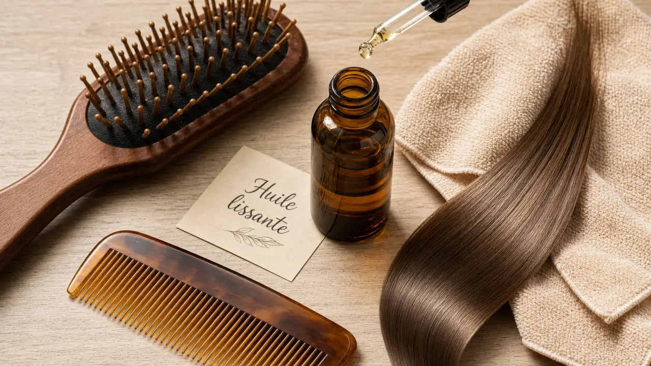 Huile pour cheveux lisse : brillance et discipline sans alourdir
