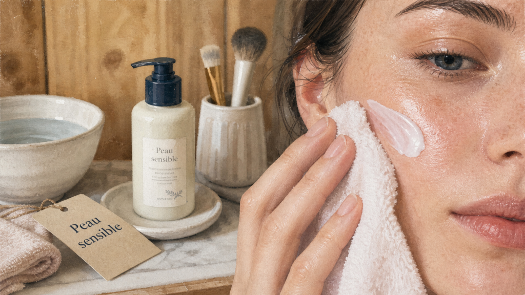 Peaux sensibles : main applique une crème douce sur peau rosie