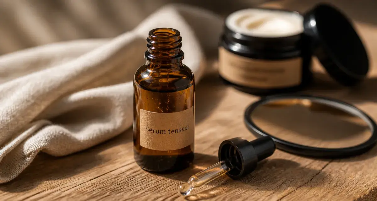 Sérum tenseur effet lift dans un flacon ambré