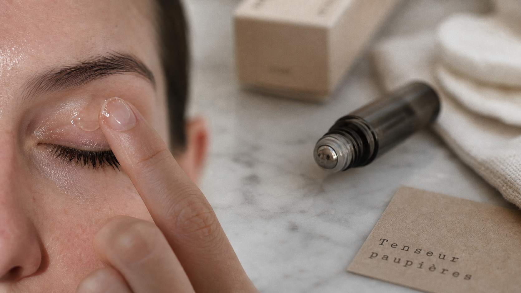 Tenseur paupières supérieures : texture gel lift sur paupière