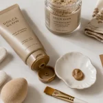 Crème visage autobronzante, crème et accessoires pour une application sans traces