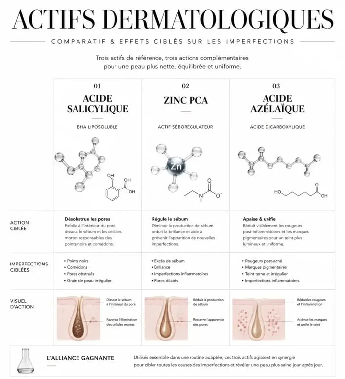 Comparatif des actifs pour le soin bouton visage