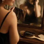 Fausse frange à clips : naturel ou synthétique devant miroir