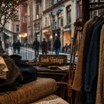 Look vintage friperie à Lyon : manteaux vintage dans une friperie