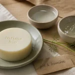 Savon intime bio sur serviette, pH & barrière, camomille et eau florale