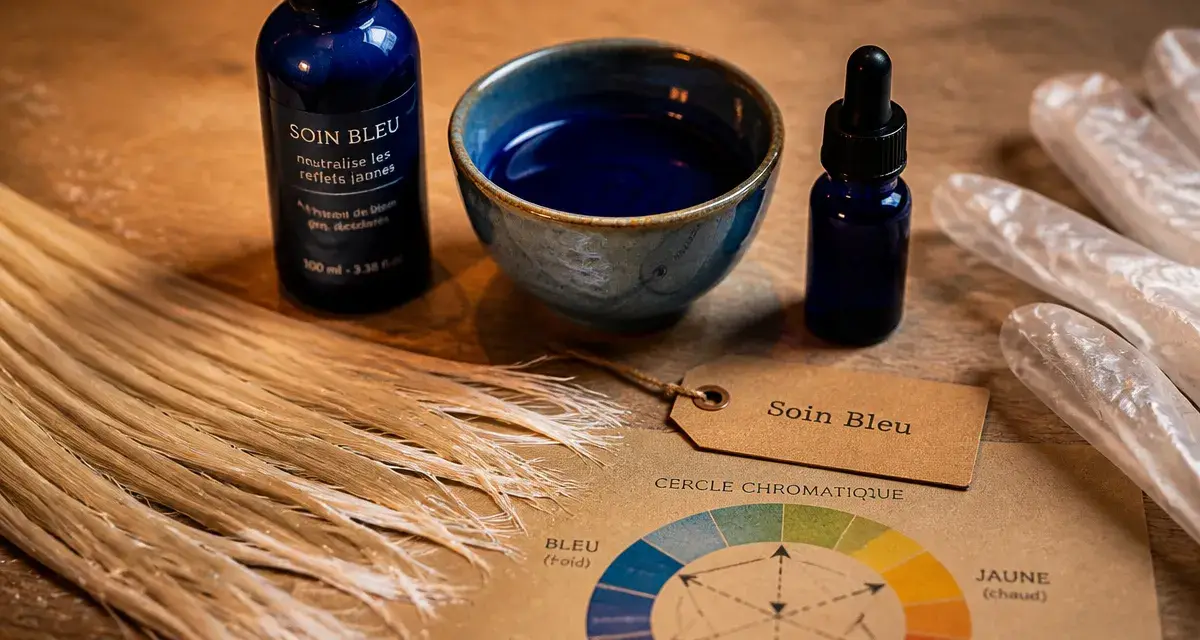 Soin bleu cheveux pour neutraliser les reflets jaunes