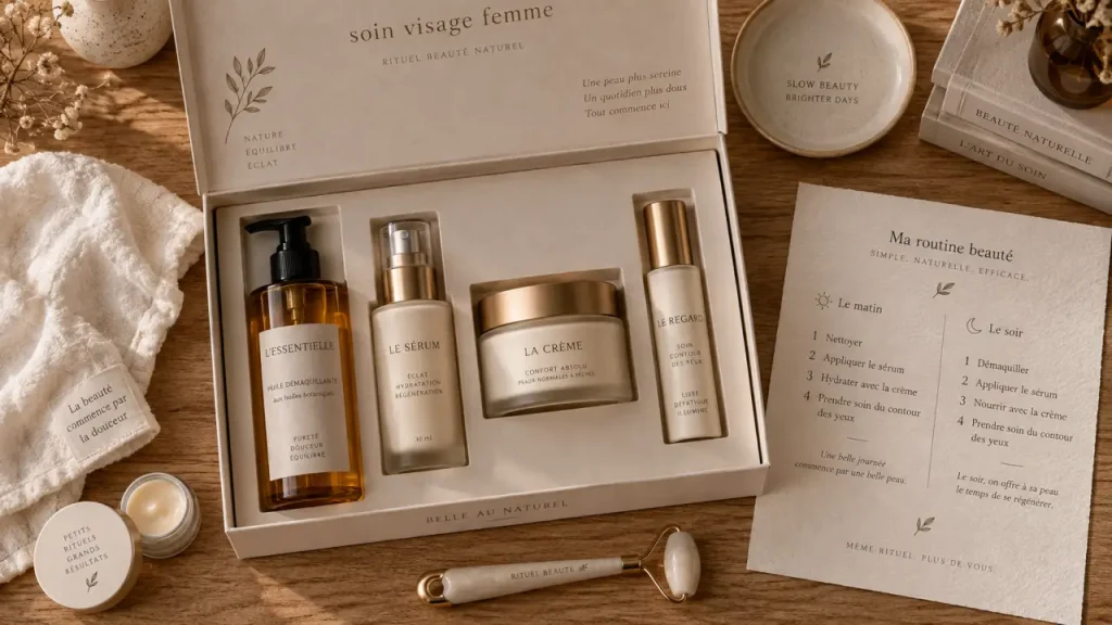 Coffret soin du visage femme : une routine complète, sans encombrer la salle de bains