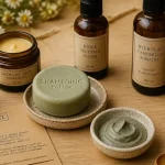 Cosmétiques naturels sur table : type de peau et ingrédients INCI