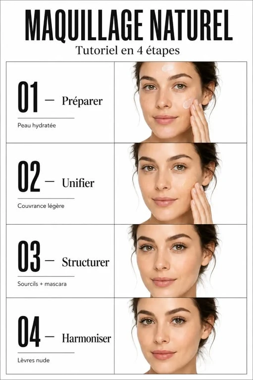 Comment faire un maquillage naturel en 4 étapes, routine simple et lumineuse