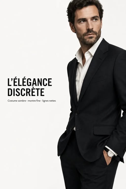 Comment accessoiriser vos tenues avec des montres élégantes : costume sombre et montre fine à bracelet cuir noir