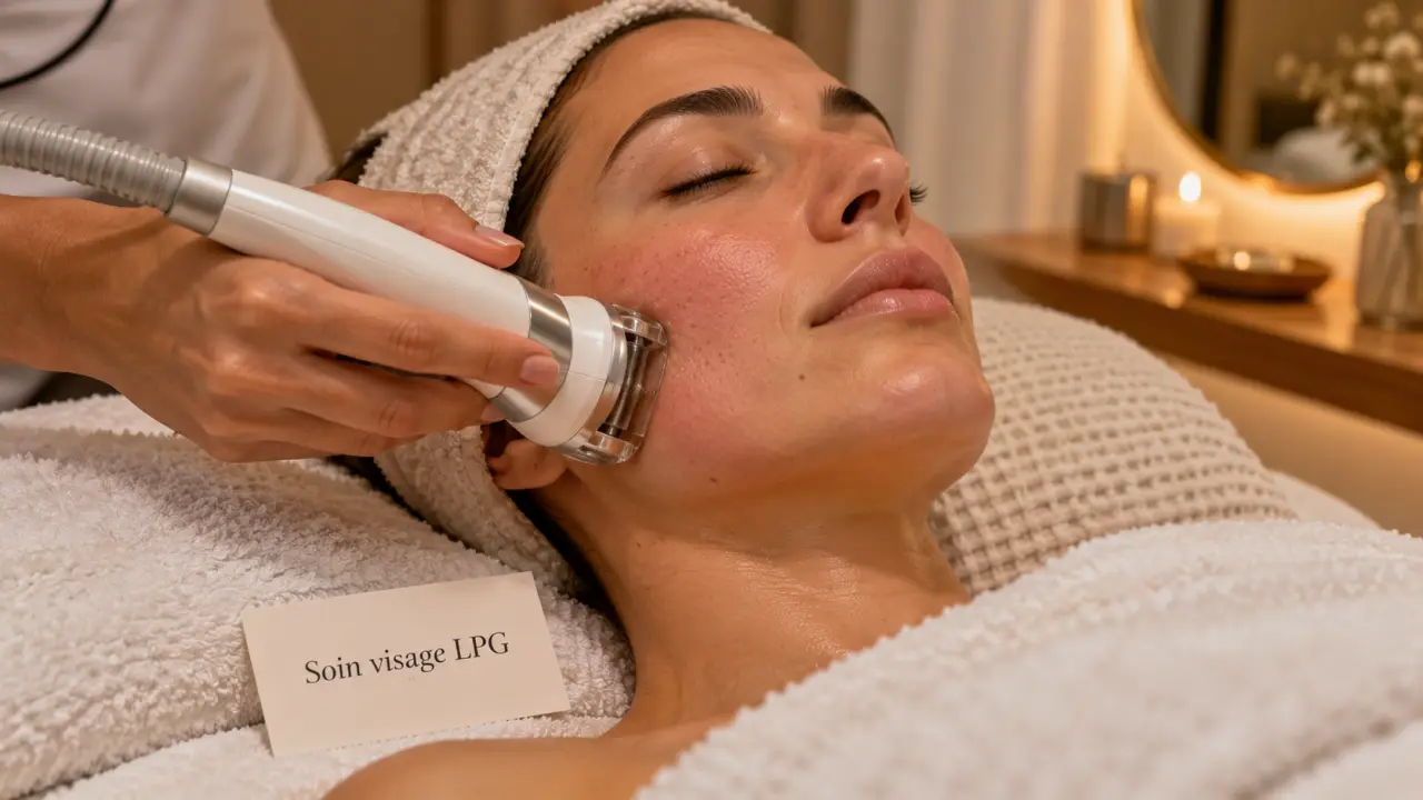 Soin visage LPG : praticienne en spa, application sur le visage